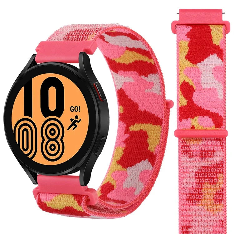 For Samsung Galaxy Watch6 Classic 47mm 43mm / GarminActive 5 Nylon Watch Strap 20mm Camouflage Wrist Band