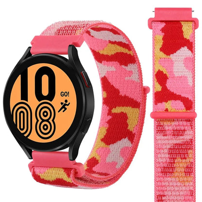 For Samsung Galaxy Watch6 Classic 47mm 43mm / GarminActive 5 Nylon Watch Strap 20mm Camouflage Wrist Band