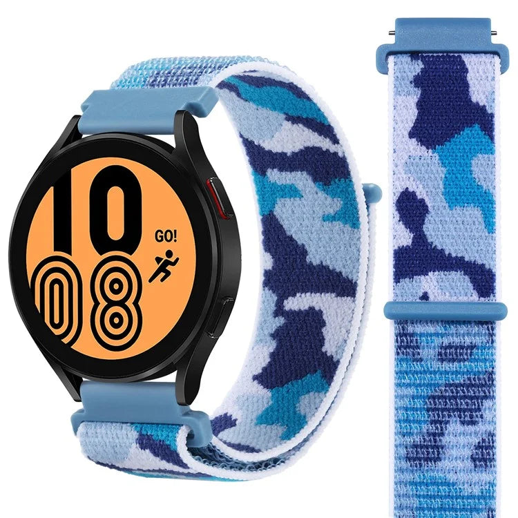 For Samsung Galaxy Watch6 Classic 47mm 43mm / GarminActive 5 Nylon Watch Strap 20mm Camouflage Wrist Band