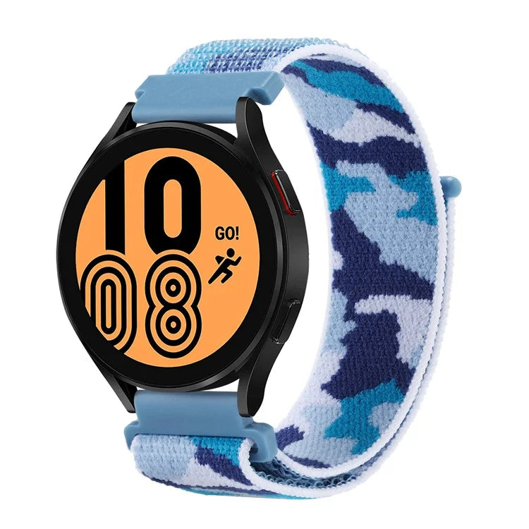 For Samsung Galaxy Watch6 Classic 47mm 43mm / GarminActive 5 Nylon Watch Strap 20mm Camouflage Wrist Band