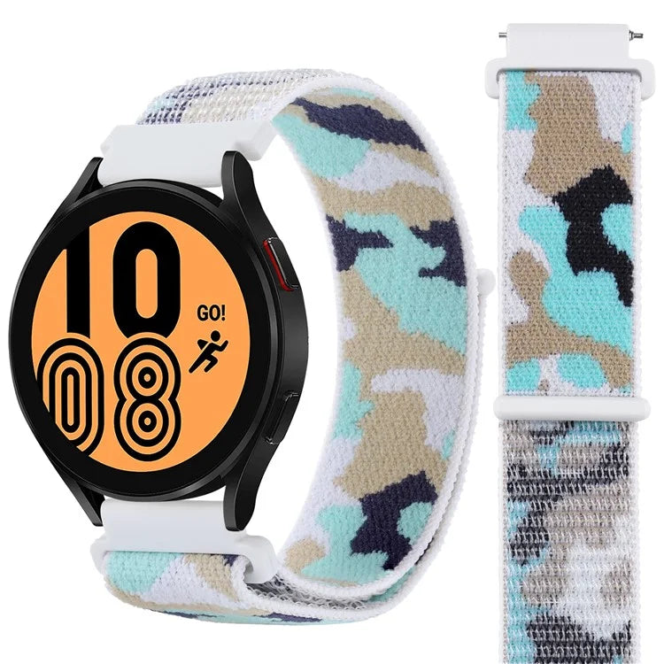 For Samsung Galaxy Watch6 Classic 47mm 43mm / GarminActive 5 Nylon Watch Strap 20mm Camouflage Wrist Band
