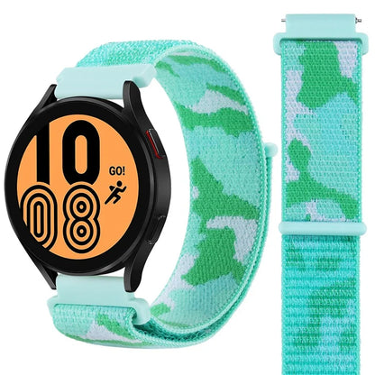 For Samsung Galaxy Watch6 Classic 47mm 43mm / GarminActive 5 Nylon Watch Strap 20mm Camouflage Wrist Band