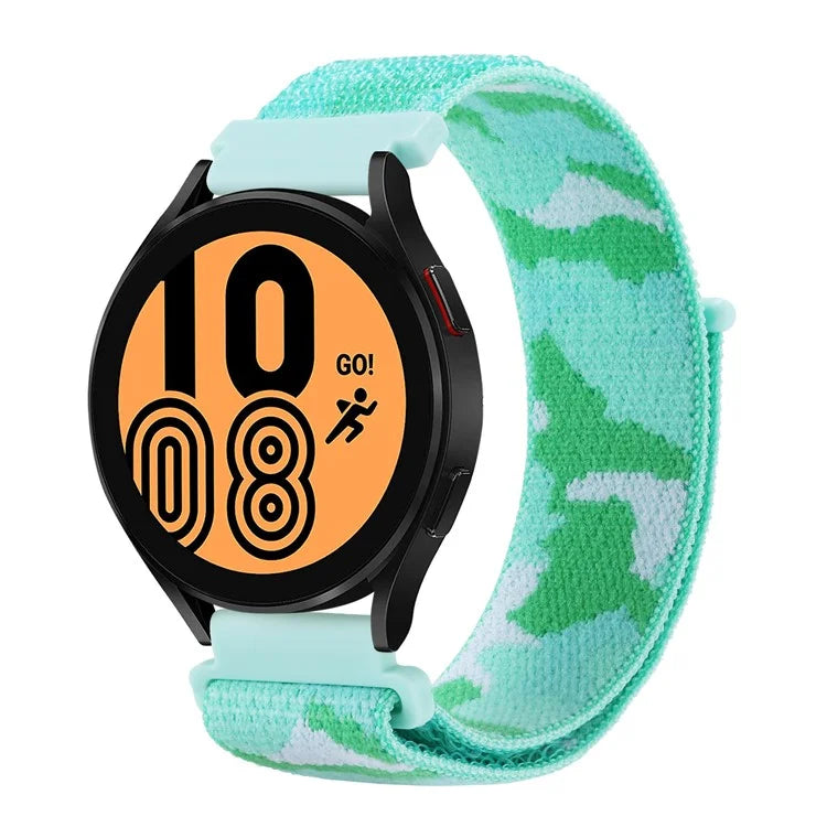 For Samsung Galaxy Watch6 Classic 47mm 43mm / GarminActive 5 Nylon Watch Strap 20mm Camouflage Wrist Band
