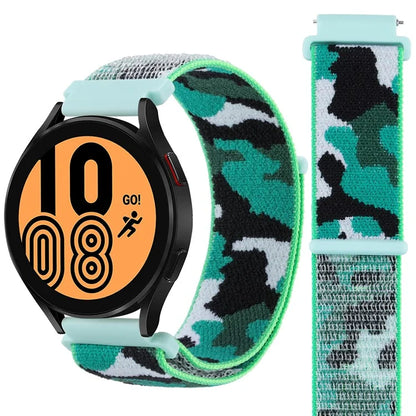 For Samsung Galaxy Watch6 Classic 47mm 43mm / GarminActive 5 Nylon Watch Strap 20mm Camouflage Wrist Band