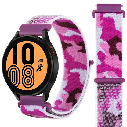 For Samsung Galaxy Watch6 Classic 47mm 43mm / GarminActive 5 Nylon Watch Strap 20mm Camouflage Wrist Band
