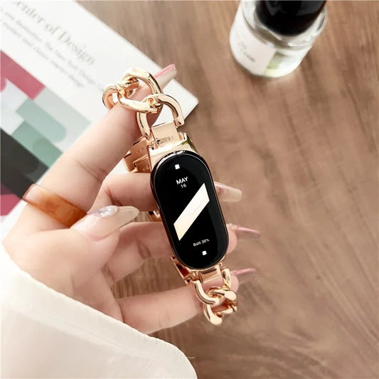 For Xiaomi Smart Band 8 Chain Strap Zinc Alloy Metal Smartwatch Bands with Connector