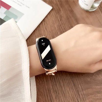 For Xiaomi Smart Band 8 Chain Strap Zinc Alloy Metal Smartwatch Bands with Connector