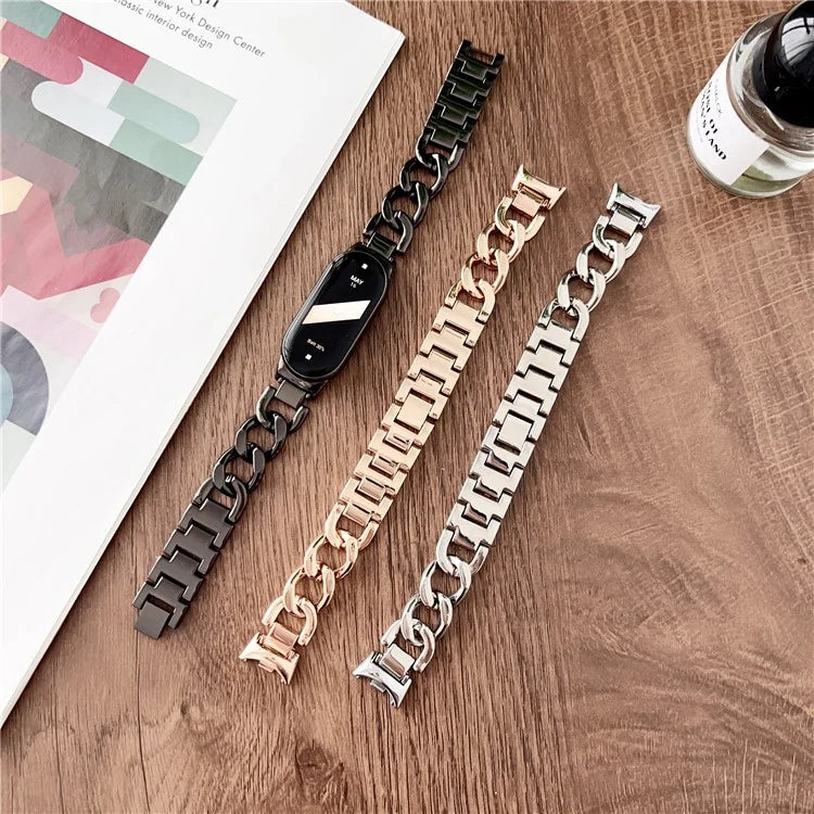 For Xiaomi Smart Band 8 Chain Strap Zinc Alloy Metal Smartwatch Bands with Connector