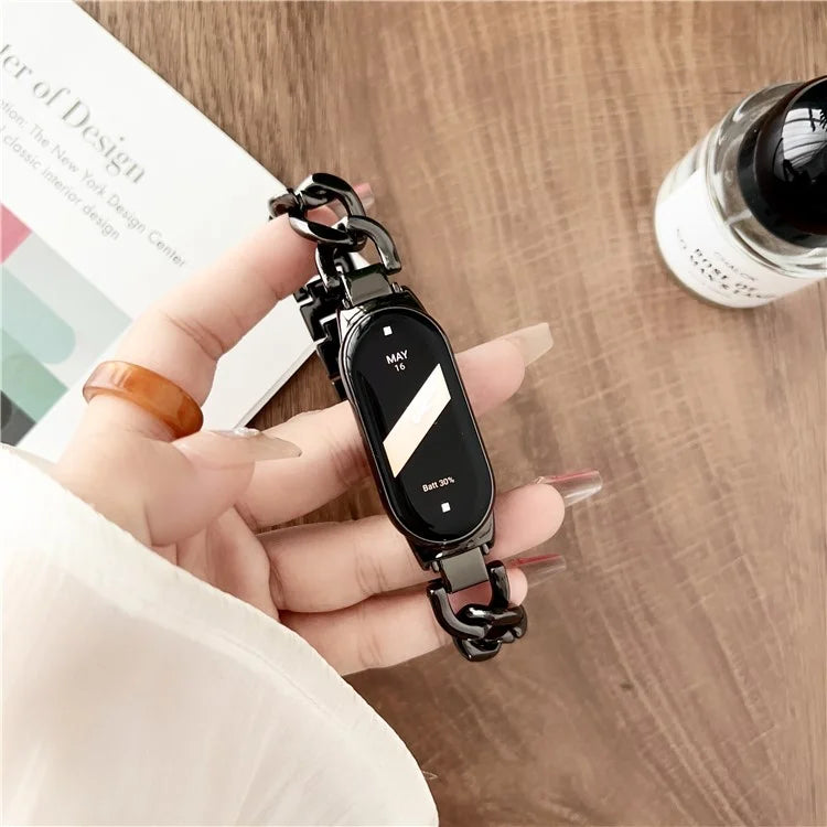 For Xiaomi Smart Band 8 Chain Strap Zinc Alloy Metal Smartwatch Bands with Connector