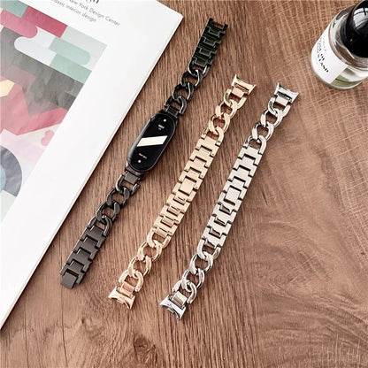 For Xiaomi Smart Band 8 Chain Strap Zinc Alloy Metal Smartwatch Bands with Connector