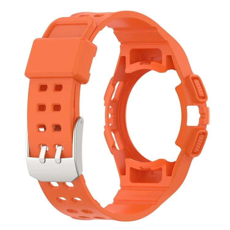 For Samsung Galaxy Watch4 44mm Silicone Watch Band Replacement Strap with Integrated Watch Case