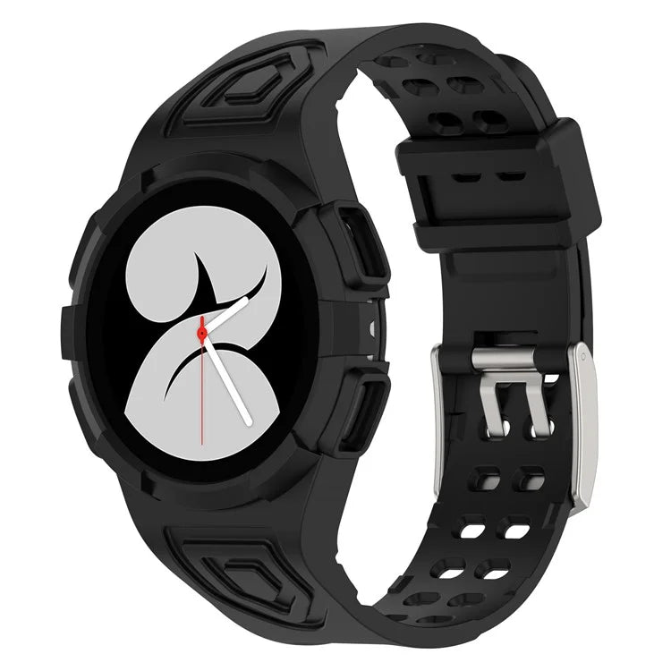 For Samsung Galaxy Watch4 44mm Silicone Watch Band Replacement Strap with Integrated Watch Case