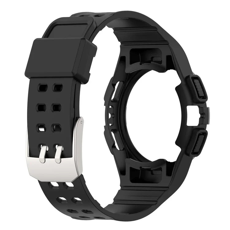 For Samsung Galaxy Watch4 44mm Silicone Watch Band Replacement Strap with Integrated Watch Case