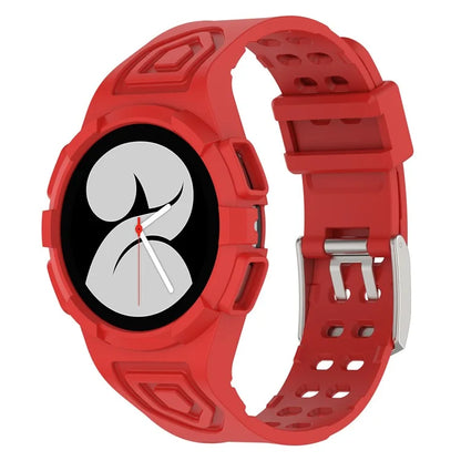 For Samsung Galaxy Watch4 44mm Silicone Watch Band Replacement Strap with Integrated Watch Case
