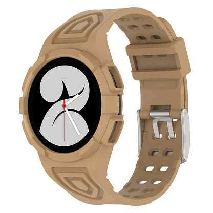 For Samsung Galaxy Watch4 44mm Silicone Watch Band Replacement Strap with Integrated Watch Case