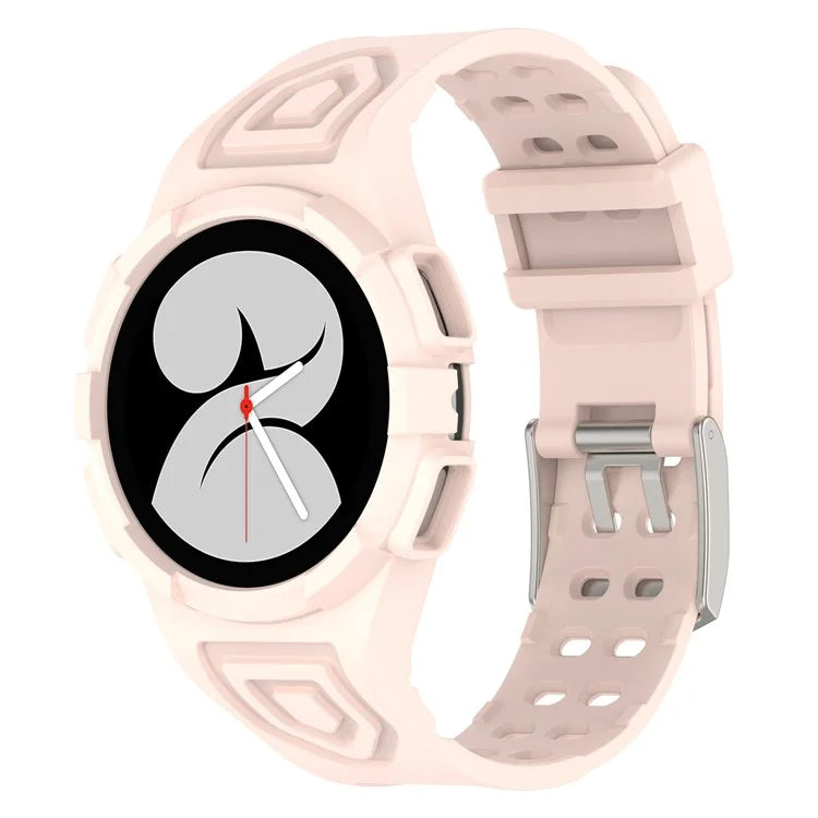 For Samsung Galaxy Watch4 44mm Silicone Watch Band Replacement Strap with Integrated Watch Case