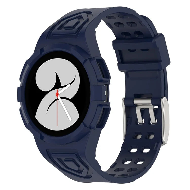 For Samsung Galaxy Watch4 44mm Silicone Watch Band Replacement Strap with Integrated Watch Case