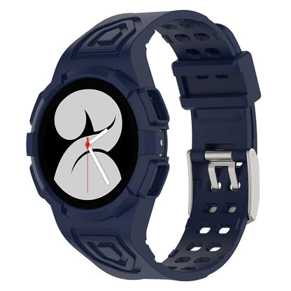For Samsung Galaxy Watch4 44mm Silicone Watch Band Replacement Strap with Integrated Watch Case