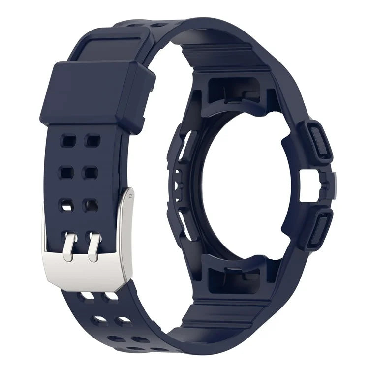 For Samsung Galaxy Watch4 44mm Silicone Watch Band Replacement Strap with Integrated Watch Case