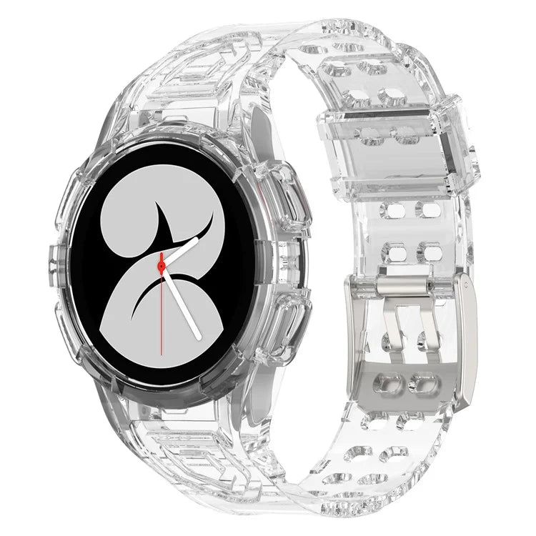 For Samsung Galaxy Watch4 44mm Silicone Watch Band Replacement Strap with Integrated Watch Case