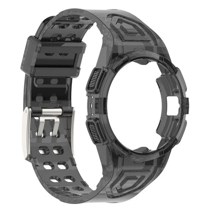 For Samsung Galaxy Watch4 44mm Silicone Watch Band Replacement Strap with Integrated Watch Case Black