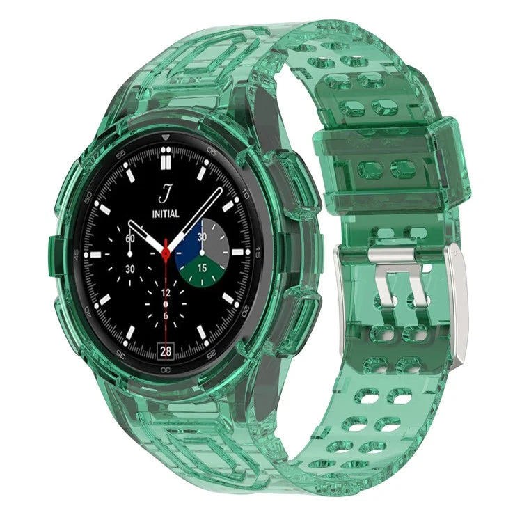 For Samsung Galaxy Watch4 Classic 46mm Silicone Watch Band Ajustable Strap with Integrated Watch Case
