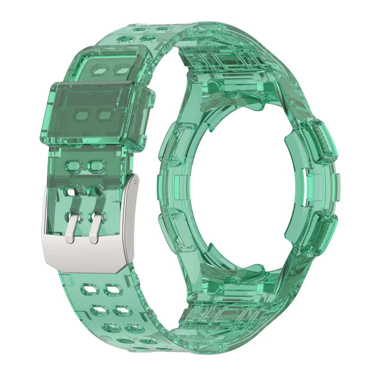 For Samsung Galaxy Watch4 Classic 46mm Silicone Watch Band Ajustable Strap with Integrated Watch Case
