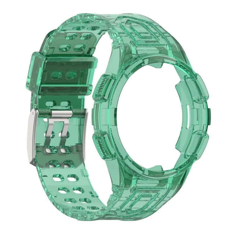 For Samsung Galaxy Watch4 Classic 46mm Silicone Watch Band Ajustable Strap with Integrated Watch Case