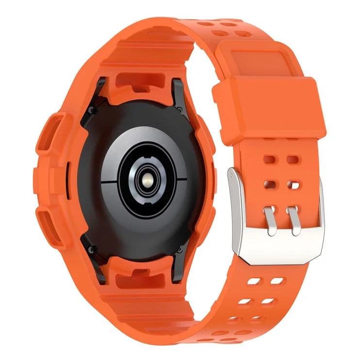 For Samsung Galaxy Watch4 Classic 46mm Silicone Watch Band Ajustable Strap with Integrated Watch Case