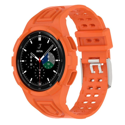 For Samsung Galaxy Watch4 Classic 46mm Silicone Watch Band Ajustable Strap with Integrated Watch Case