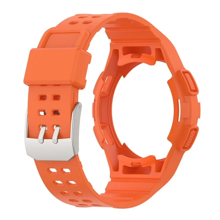 For Samsung Galaxy Watch4 Classic 46mm Silicone Watch Band Ajustable Strap with Integrated Watch Case