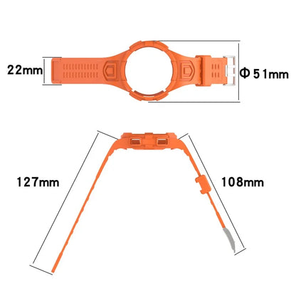 For Samsung Galaxy Watch4 Classic 46mm Silicone Watch Band Ajustable Strap with Integrated Watch Case