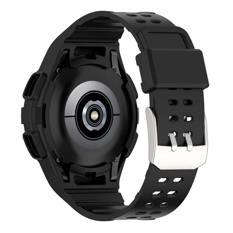 For Samsung Galaxy Watch4 Classic 46mm Silicone Watch Band Ajustable Strap with Integrated Watch Case