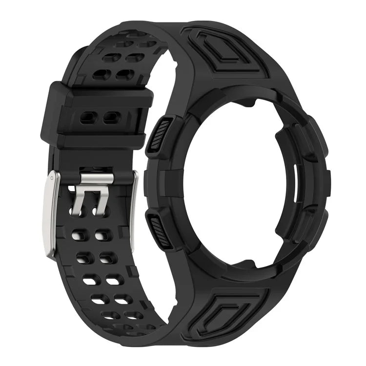 For Samsung Galaxy Watch4 Classic 46mm Silicone Watch Band Ajustable Strap with Integrated Watch Case