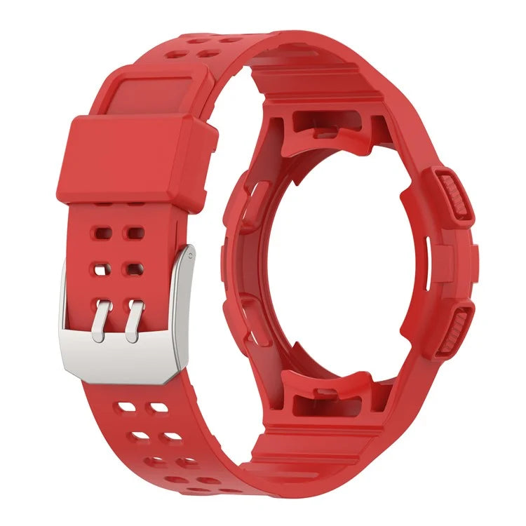 For Samsung Galaxy Watch4 Classic 46mm Silicone Watch Band Ajustable Strap with Integrated Watch Case
