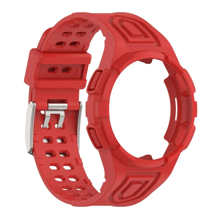 For Samsung Galaxy Watch4 Classic 46mm Silicone Watch Band Ajustable Strap with Integrated Watch Case