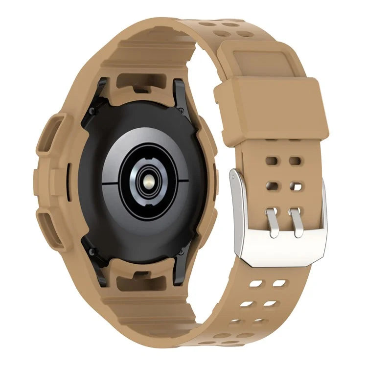 For Samsung Galaxy Watch4 Classic 46mm Silicone Watch Band Ajustable Strap with Integrated Watch Case