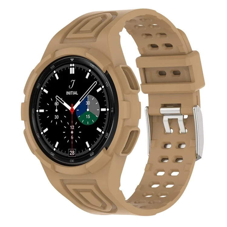 For Samsung Galaxy Watch4 Classic 46mm Silicone Watch Band Ajustable Strap with Integrated Watch Case
