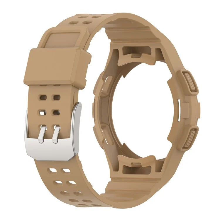 For Samsung Galaxy Watch4 Classic 46mm Silicone Watch Band Ajustable Strap with Integrated Watch Case