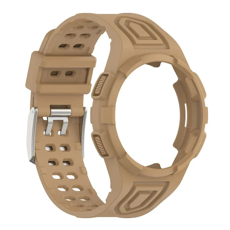 For Samsung Galaxy Watch4 Classic 46mm Silicone Watch Band Ajustable Strap with Integrated Watch Case