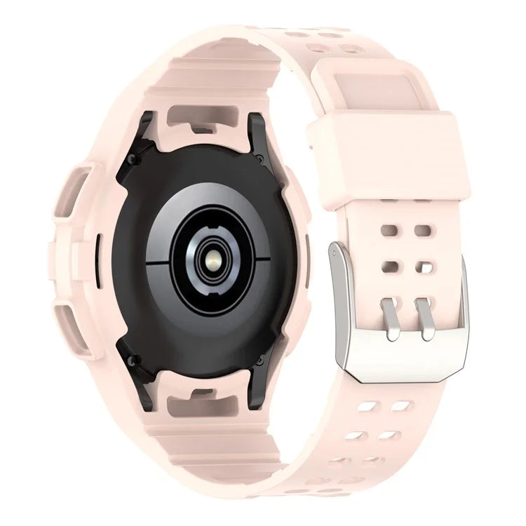 For Samsung Galaxy Watch4 Classic 46mm Silicone Watch Band Ajustable Strap with Integrated Watch Case