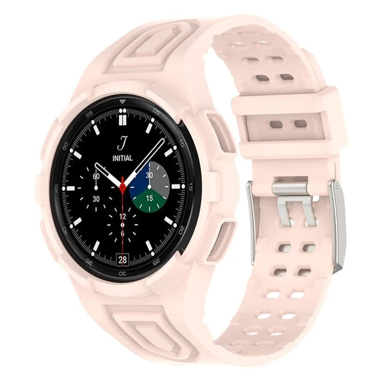 For Samsung Galaxy Watch4 Classic 46mm Silicone Watch Band Ajustable Strap with Integrated Watch Case
