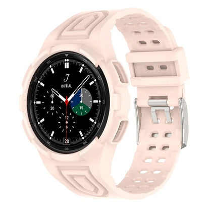 For Samsung Galaxy Watch4 Classic 46mm Silicone Watch Band Ajustable Strap with Integrated Watch Case