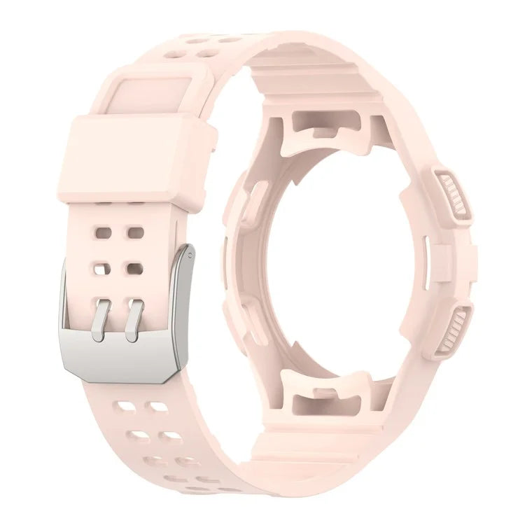 For Samsung Galaxy Watch4 Classic 46mm Silicone Watch Band Ajustable Strap with Integrated Watch Case