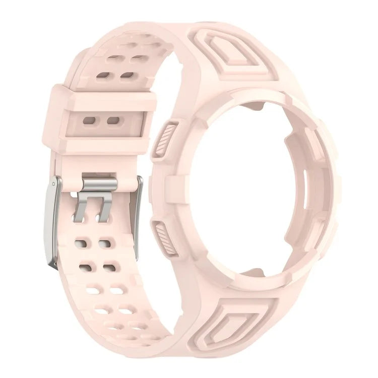 For Samsung Galaxy Watch4 Classic 46mm Silicone Watch Band Ajustable Strap with Integrated Watch Case