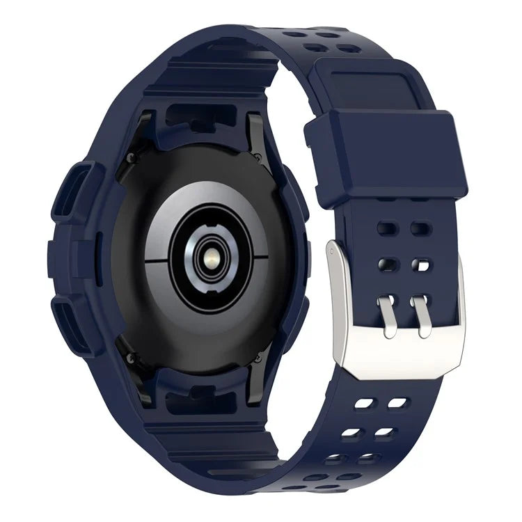 For Samsung Galaxy Watch4 Classic 46mm Silicone Watch Band Ajustable Strap with Integrated Watch Case