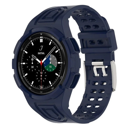 For Samsung Galaxy Watch4 Classic 46mm Silicone Watch Band Ajustable Strap with Integrated Watch Case