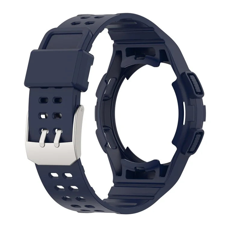 For Samsung Galaxy Watch4 Classic 46mm Silicone Watch Band Ajustable Strap with Integrated Watch Case