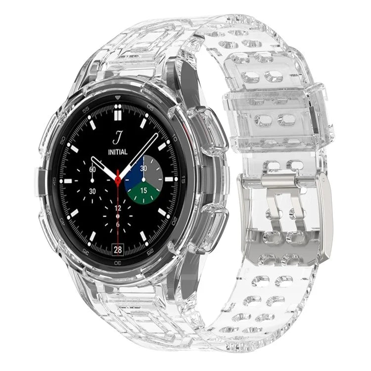 For Samsung Galaxy Watch4 Classic 46mm Silicone Watch Band Ajustable Strap with Integrated Watch Case