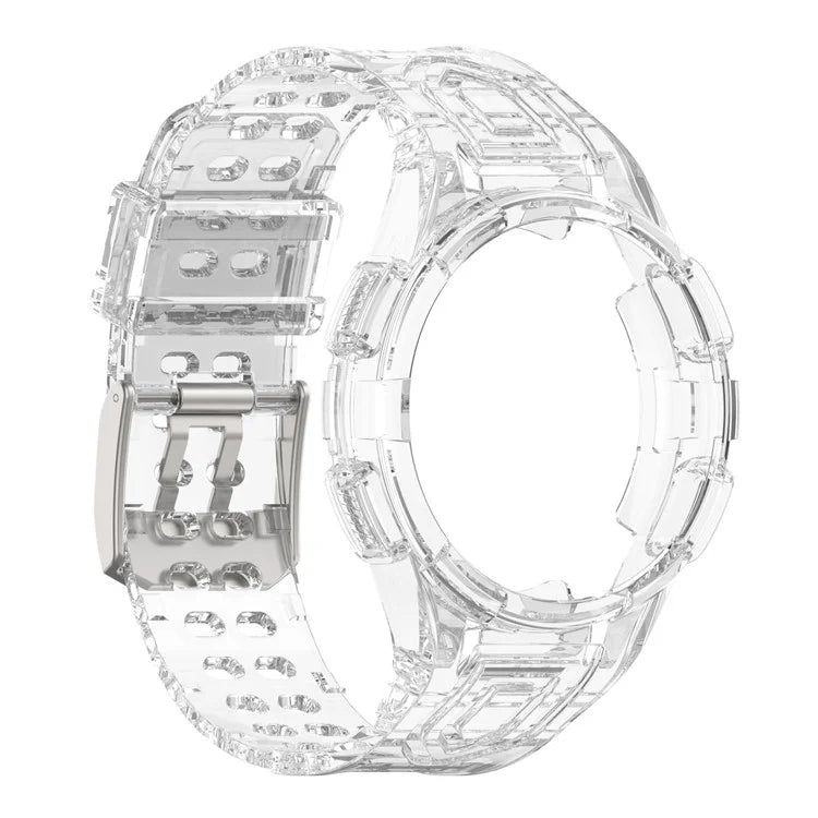 For Samsung Galaxy Watch4 Classic 46mm Silicone Watch Band Ajustable Strap with Integrated Watch Case
